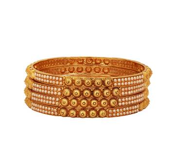 Women set of four 24ct copper gold-plated handcrafted bangle 1