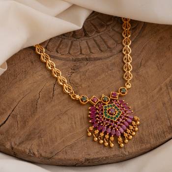  golden necklace with ruby pendant one gram gold 1