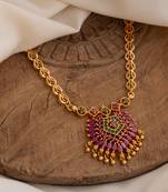  golden necklace with ruby pendant one gram gold