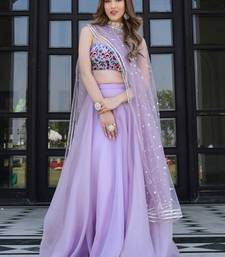  lavender organza lehenga with embroidered choli