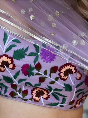  lavender organza lehenga with embroidered choli 5