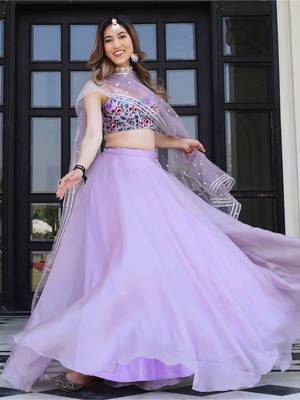 lavender organza lehenga with embroidered choli 6