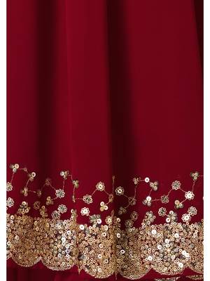 Wonderful Maroon Sequins Georgette Party Wear Lehenga Choli 7