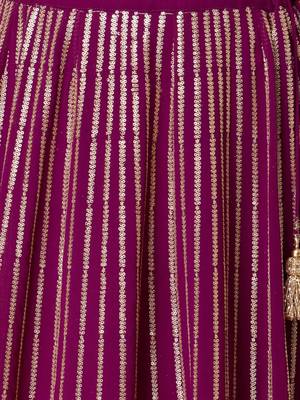 marvelous wine sequins georgette lehenga set choli with dupatta 6