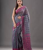 Silk Cotton Buti Work Jamdani Saree Without Blouse