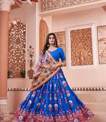 Heavy Embroidery Blue Navratri Lehenga Choli