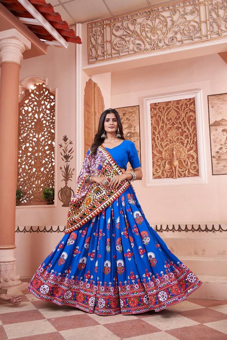 Heavy Embroidery Blue Navratri Lehenga Choli