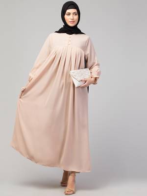Nazneen Pleats at chest Smoking Sleeve Casual Abaya / Naqab/ Burqa 4