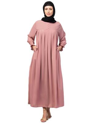 Nazneen Pleats at chest Smoking Sleeve Casual Abaya / Naqab/ Burqa 1