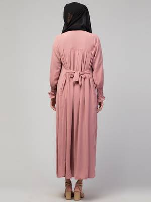 Nazneen Pleats at chest Smoking Sleeve Casual Abaya / Naqab/ Burqa 2