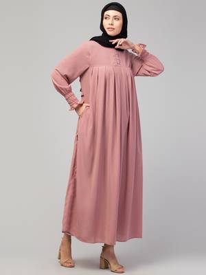 Nazneen Pleats at chest Smoking Sleeve Casual Abaya / Naqab/ Burqa 4
