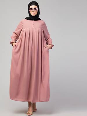 Nazneen Pleats at chest Smoking Sleeve Casual Abaya / Naqab/ Burqa 5