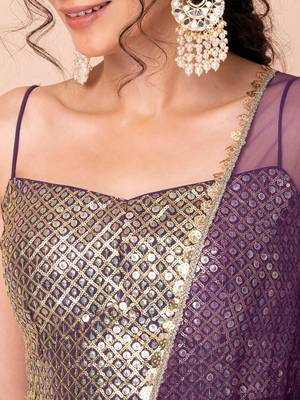 Purple Georgette Sequin Embroidered Blouse Lehenga Choli 5