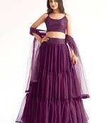 Lovely Purple Georgette Engagement Wear Lehenga With Sequins Choli