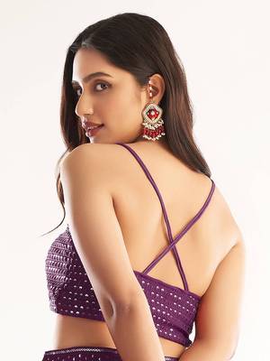 Lovely Purple Georgette Engagement Wear Lehenga With Sequins Choli 4