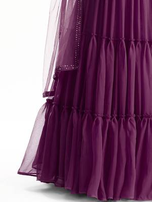 Lovely Purple Georgette Engagement Wear Lehenga With Sequins Choli 6