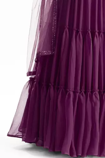 Lovely Purple Georgette Engagement Wear Lehenga With Sequins Choli