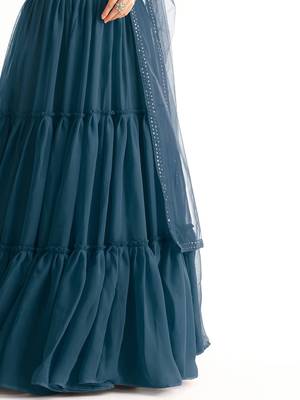 blue georgette lehenga with sequins choli 6