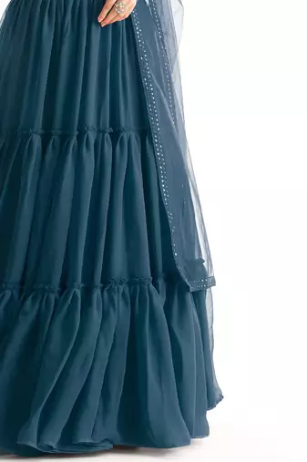  blue georgette lehenga with sequins choli
