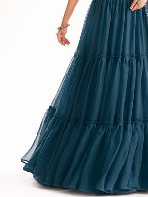  blue georgette lehenga with sequins choli 7