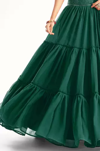  green georgette lehenga with sequins choli