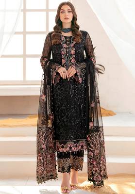 Black Pakistani suite with embroidery work 1