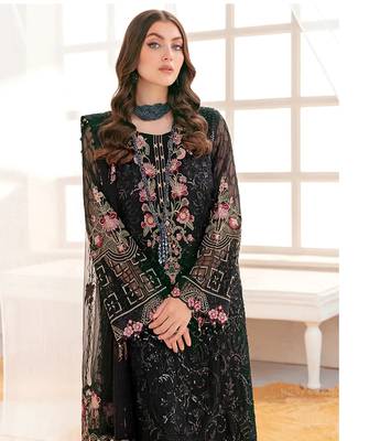 Black Pakistani suite with embroidery work 2