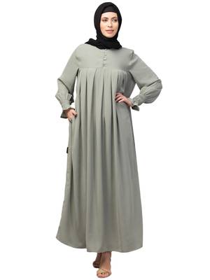 Nazneen Pleats at chest Smoking Sleeve Casual Abaya / Naqab/ Burqa 1