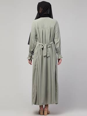 Nazneen Pleats at chest Smoking Sleeve Casual Abaya / Naqab/ Burqa 2