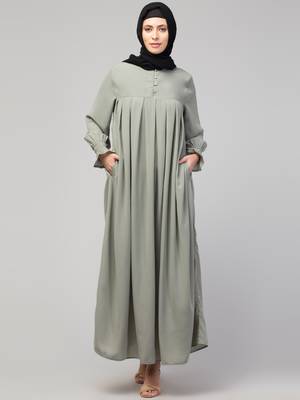 Nazneen Pleats at chest Smoking Sleeve Casual Abaya / Naqab/ Burqa 3