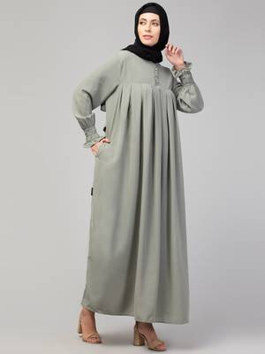 Nazneen Pleats at chest Smoking Sleeve Casual Abaya / Naqab/ Burqa 4