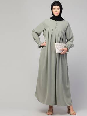 Nazneen Pleats at chest Smoking Sleeve Casual Abaya / Naqab/ Burqa 5