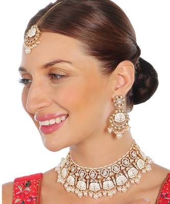 White kundan choker necklace set 1