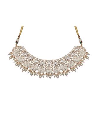 White kundan choker necklace set 3