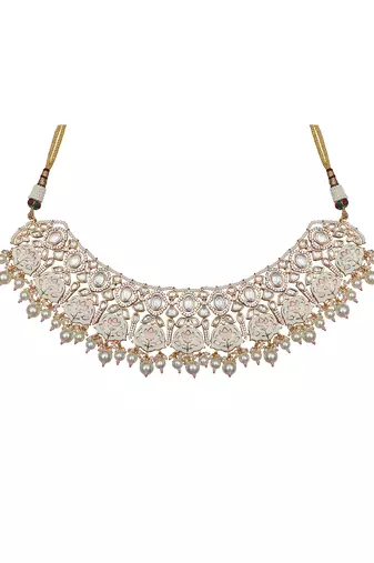 White kundan choker necklace set