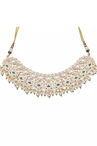 Green meenakari kundan choker set