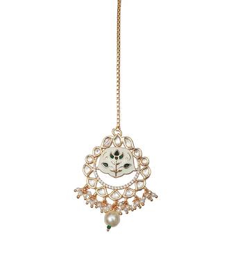 Green meenakari kundan choker set 5