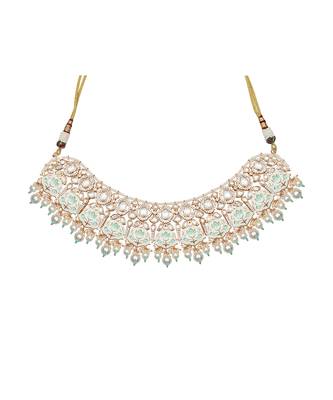 Mint and white meenakari kundan choker set 3