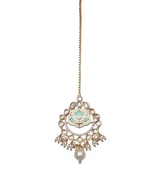 Mint and white meenakari kundan choker set 5