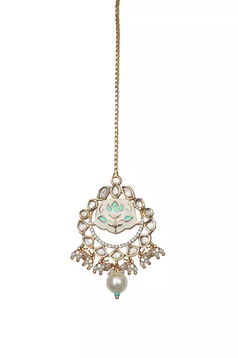 Mint and white meenakari kundan choker set