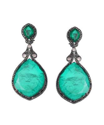 Green kundan dangler earrings 4