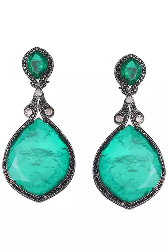 Green kundan dangler earrings