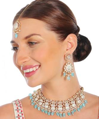 Mint meenakari kundan choker set 1