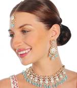 Mint meenakari kundan choker set