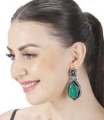 Green kundan dangler earrings