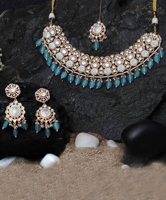 Mint meenakari kundan choker set 2