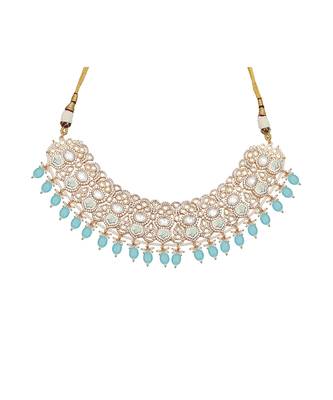 Mint meenakari kundan choker set 3