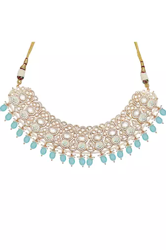 Mint meenakari kundan choker set