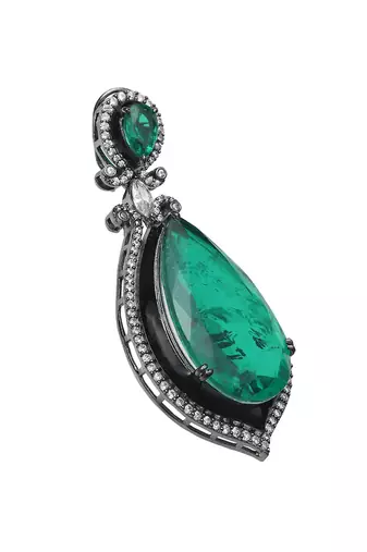 Green kundan dangler earrings