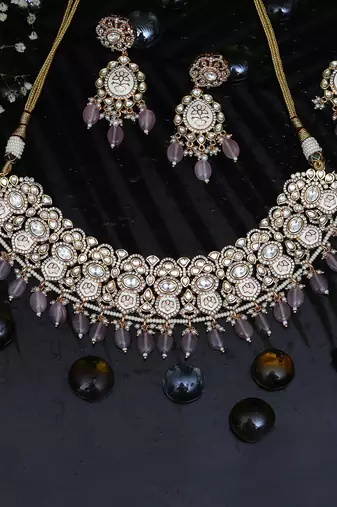 Powder pink meenakari kundan choker set